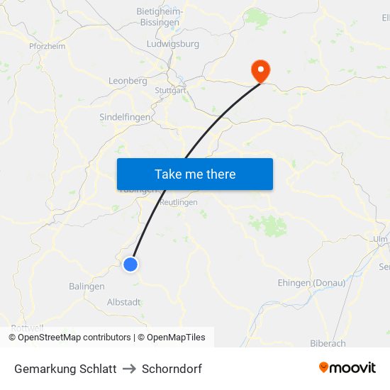 Gemarkung Schlatt to Schorndorf map