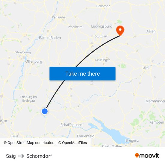 Saig to Schorndorf map