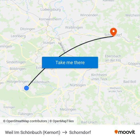 Weil Im Schönbuch (Kernort) to Schorndorf map