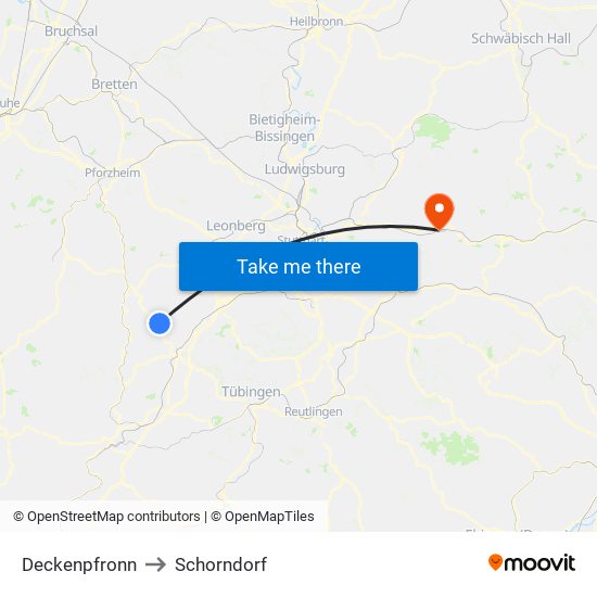 Deckenpfronn to Schorndorf map