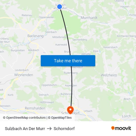 Sulzbach An Der Murr to Schorndorf map