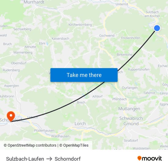 Sulzbach-Laufen to Schorndorf map