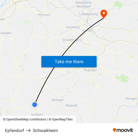 Epfendorf to Schwaikheim map