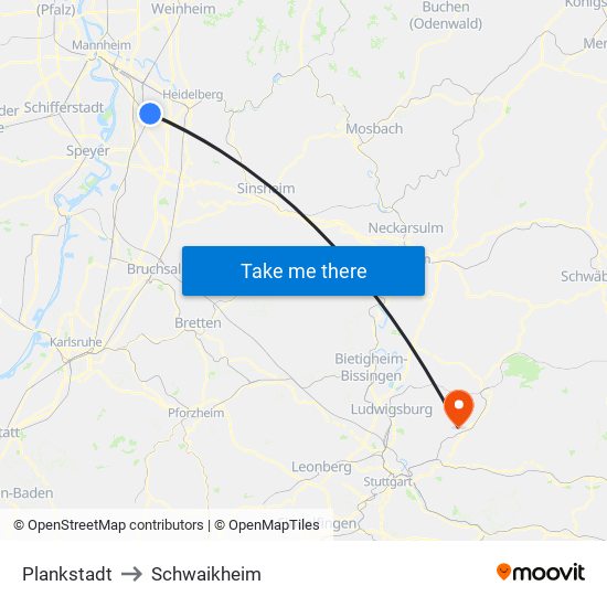 Plankstadt to Schwaikheim map