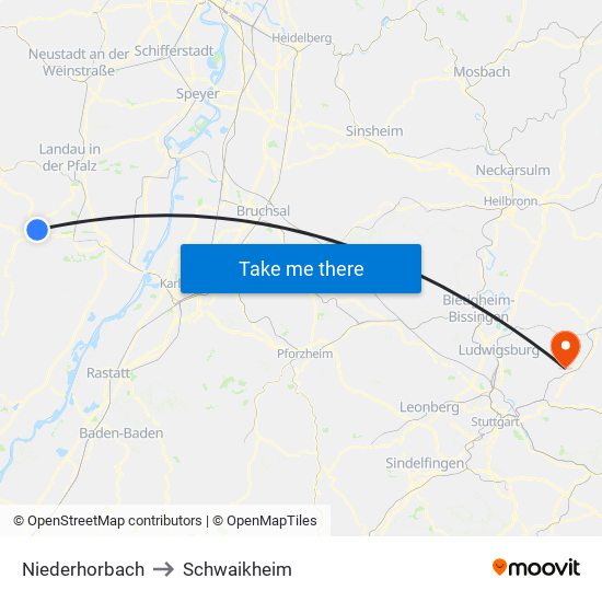 Niederhorbach to Schwaikheim map