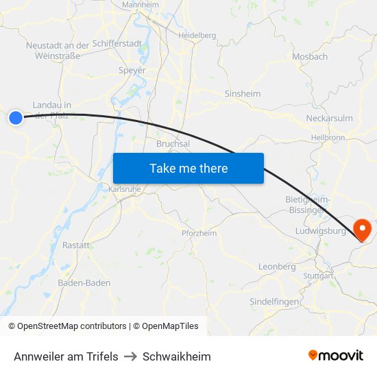 Annweiler am Trifels to Schwaikheim map