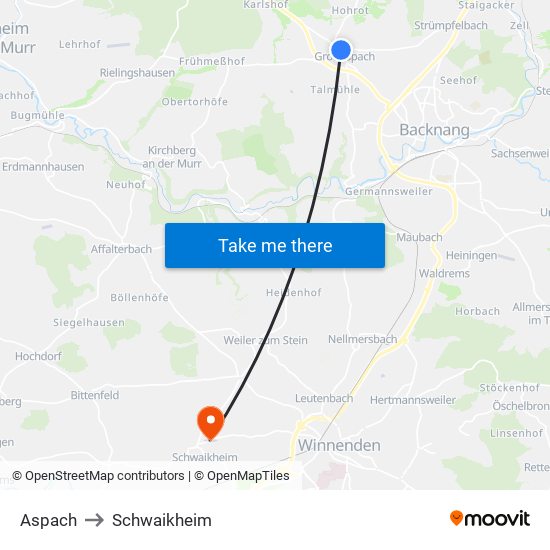 Aspach to Schwaikheim map