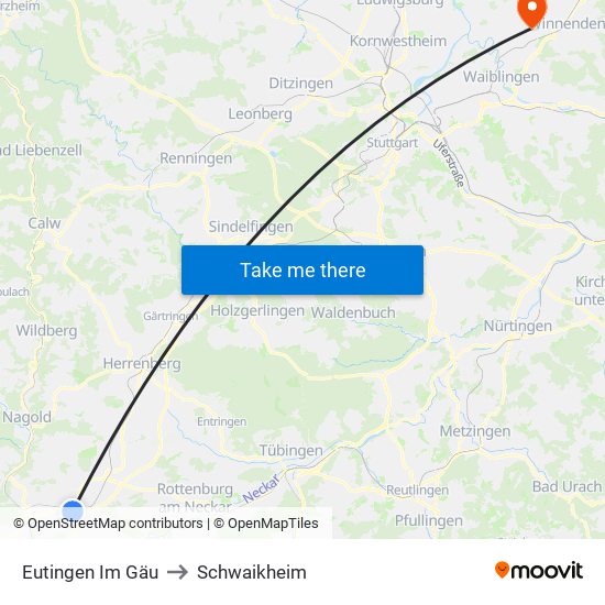 Eutingen Im Gäu to Schwaikheim map