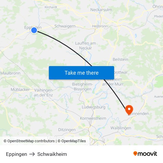 Eppingen to Schwaikheim map