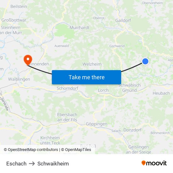 Eschach to Schwaikheim map