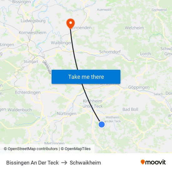 Bissingen An Der Teck to Schwaikheim map