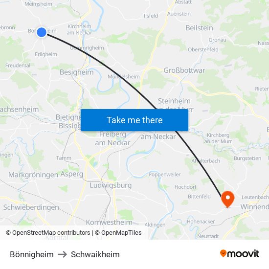 Bönnigheim to Schwaikheim map