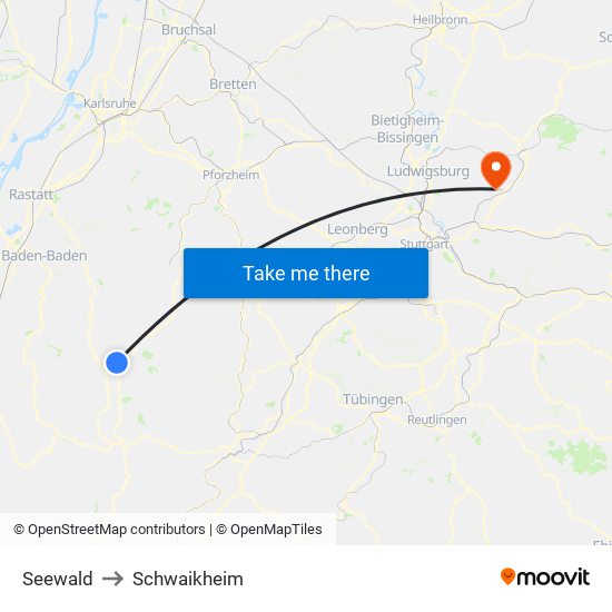 Seewald to Schwaikheim map