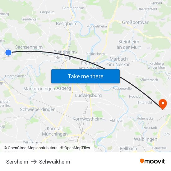 Sersheim to Schwaikheim map