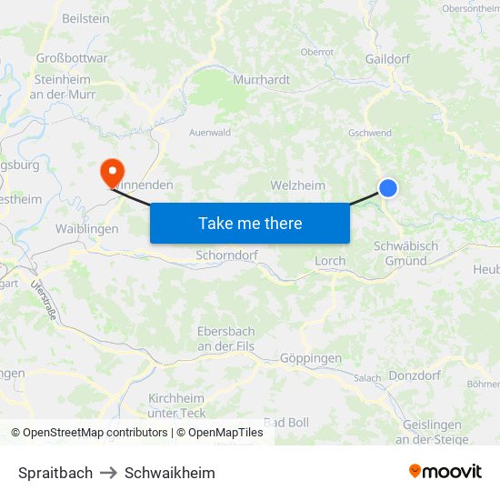 Spraitbach to Schwaikheim map