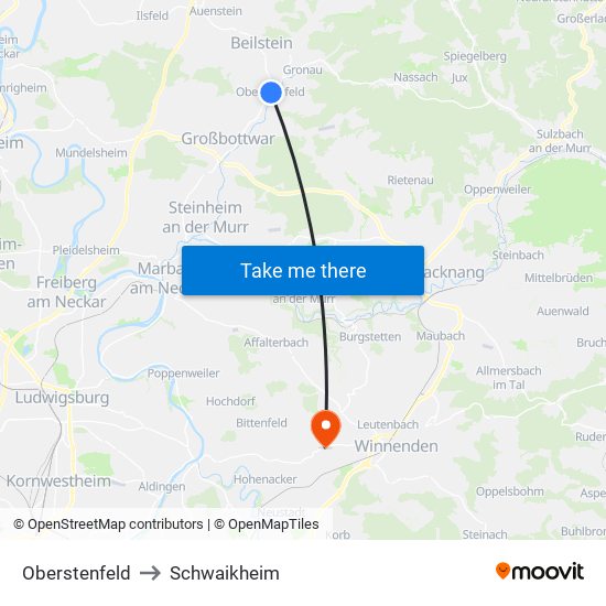 Oberstenfeld to Schwaikheim map