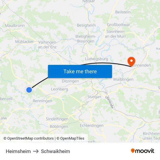 Heimsheim to Schwaikheim map