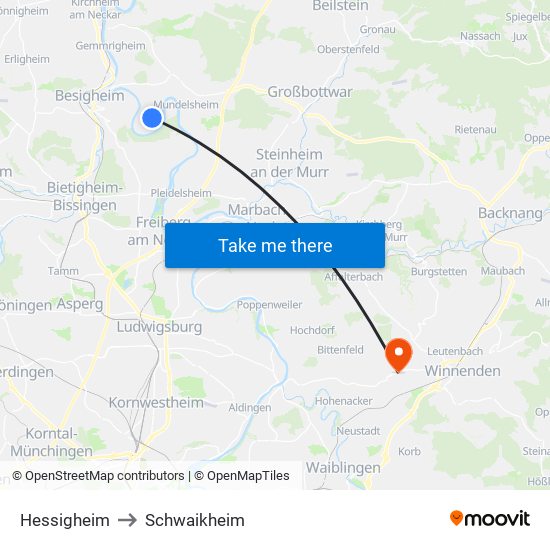 Hessigheim to Schwaikheim map