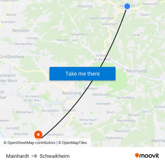 Mainhardt to Schwaikheim map