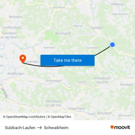 Sulzbach-Laufen to Schwaikheim map