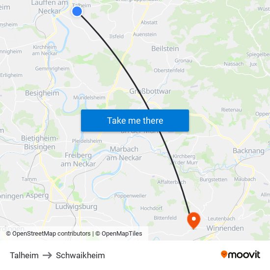 Talheim to Schwaikheim map