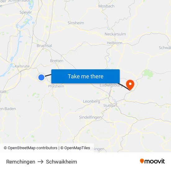 Remchingen to Schwaikheim map