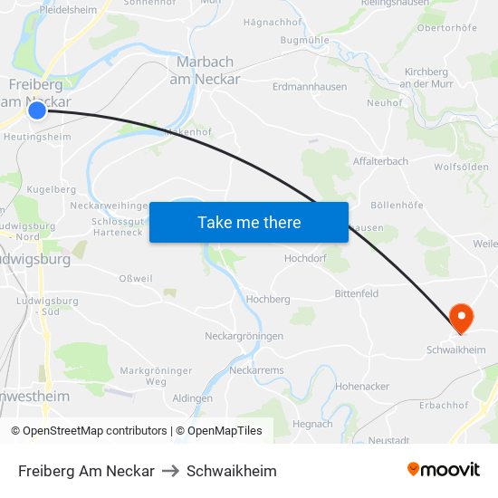 Freiberg Am Neckar to Schwaikheim map