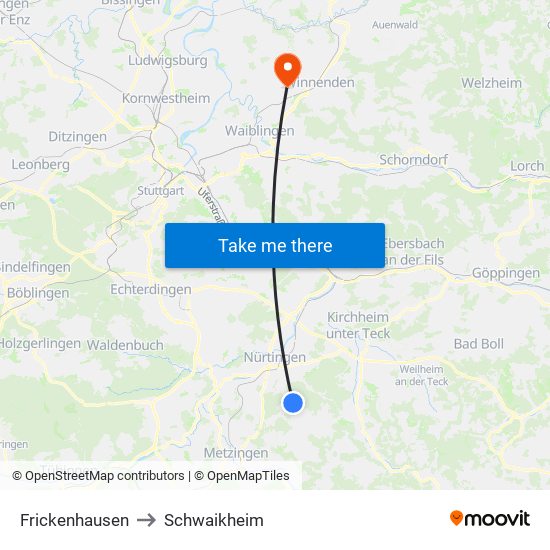 Frickenhausen to Schwaikheim map