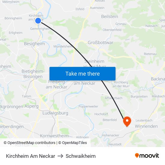 Kirchheim Am Neckar to Schwaikheim map