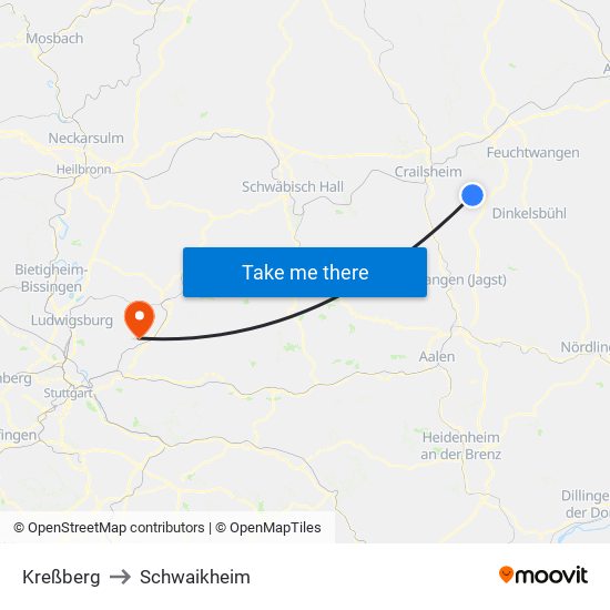 Kreßberg to Schwaikheim map