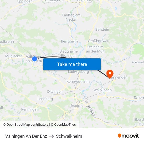 Vaihingen An Der Enz to Schwaikheim map