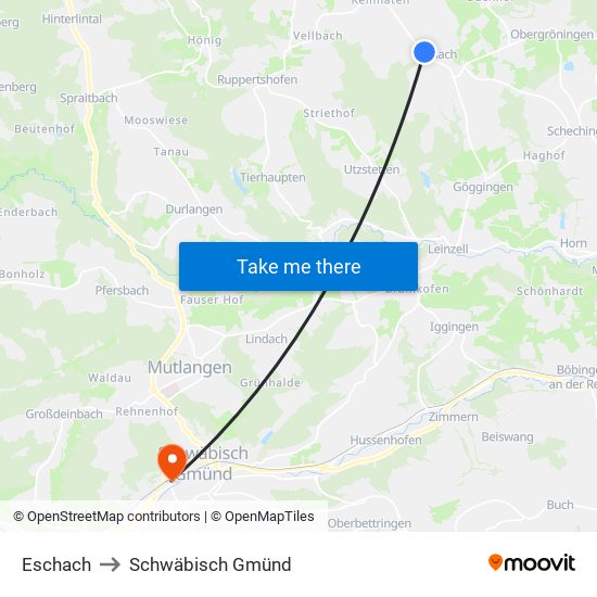 Eschach to Schwäbisch Gmünd map