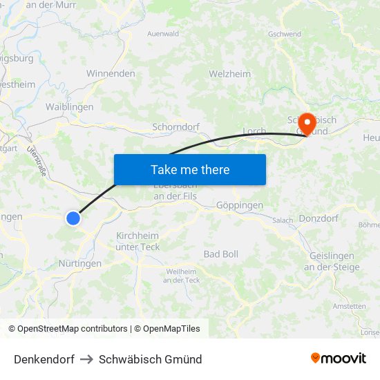 Denkendorf to Schwäbisch Gmünd map