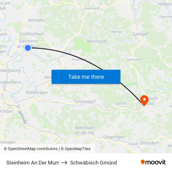 Steinheim An Der Murr to Schwäbisch Gmünd map