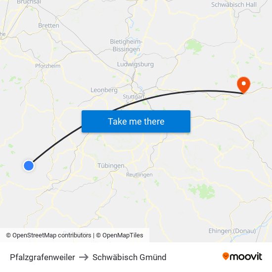 Pfalzgrafenweiler to Schwäbisch Gmünd map