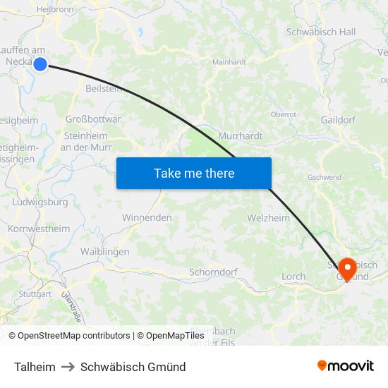 Talheim to Schwäbisch Gmünd map