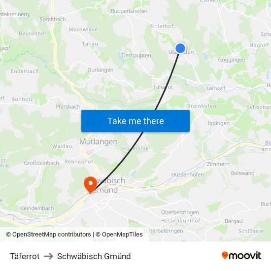Täferrot to Schwäbisch Gmünd map