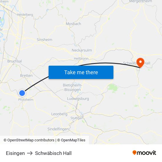 Eisingen to Schwäbisch Hall map