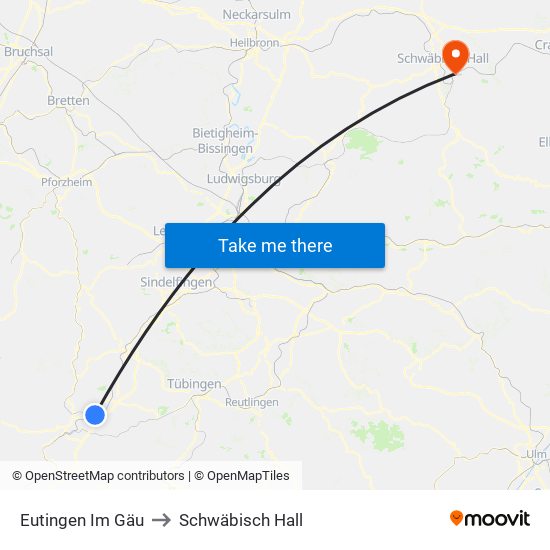 Eutingen Im Gäu to Schwäbisch Hall map