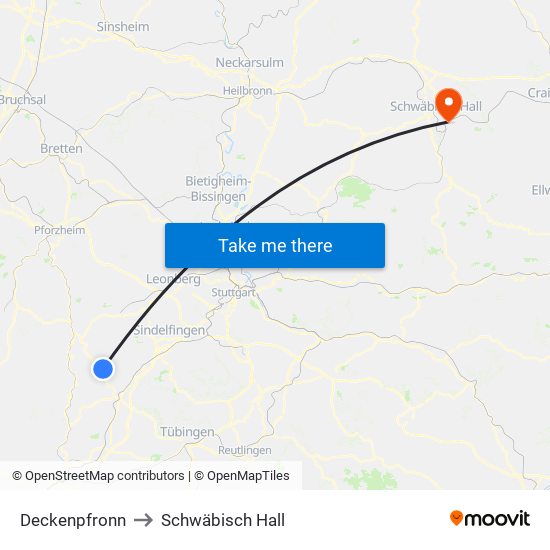 Deckenpfronn to Schwäbisch Hall map