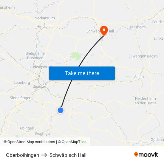 Oberboihingen to Schwäbisch Hall map