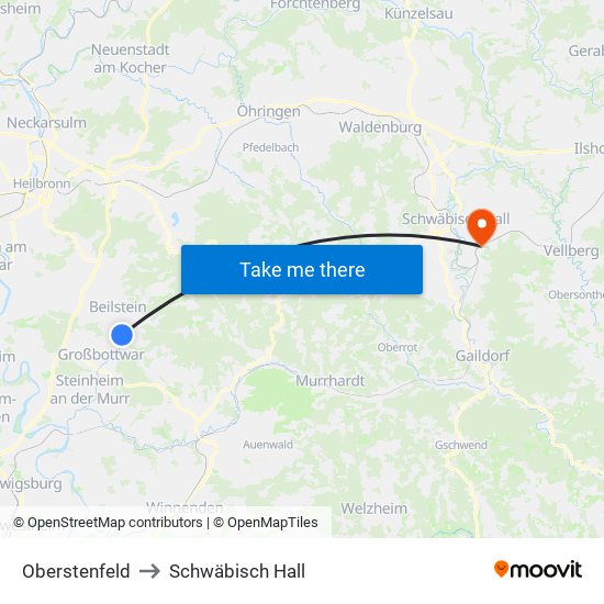 Oberstenfeld to Schwäbisch Hall map
