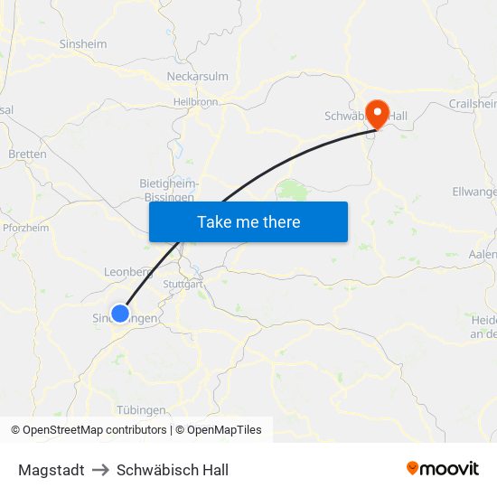 Magstadt to Schwäbisch Hall map