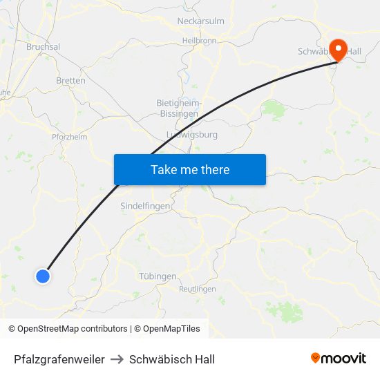 Pfalzgrafenweiler to Schwäbisch Hall map