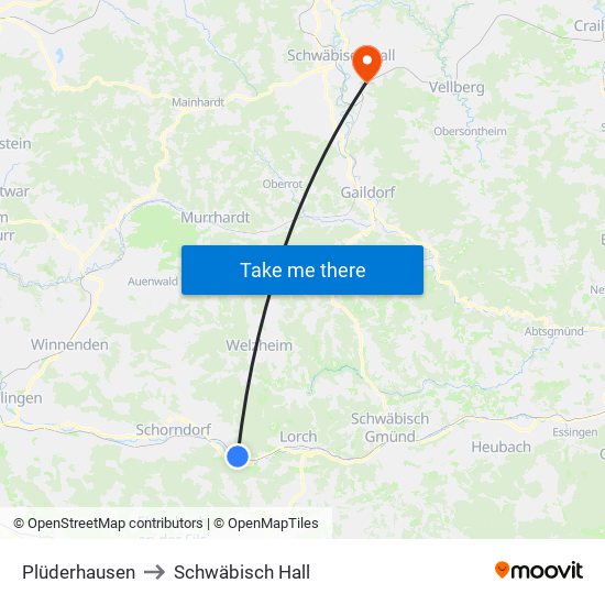 Plüderhausen to Schwäbisch Hall map