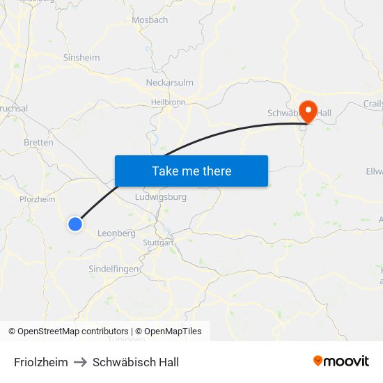 Friolzheim to Schwäbisch Hall map