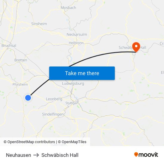 Neuhausen to Schwäbisch Hall map