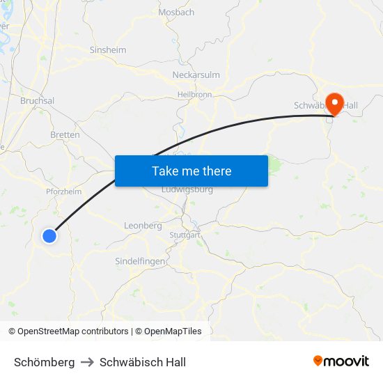 Schömberg to Schwäbisch Hall map