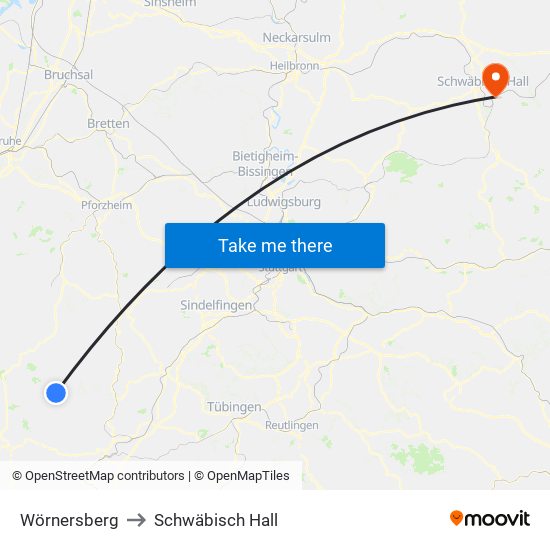 Wörnersberg to Schwäbisch Hall map