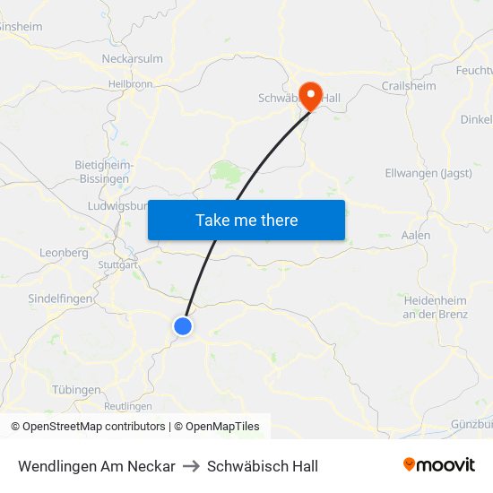 Wendlingen Am Neckar to Schwäbisch Hall map